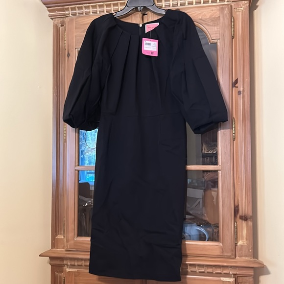 Kate Spade Black Pleated Shoulder Ponte Dress - Picture 2 of 9